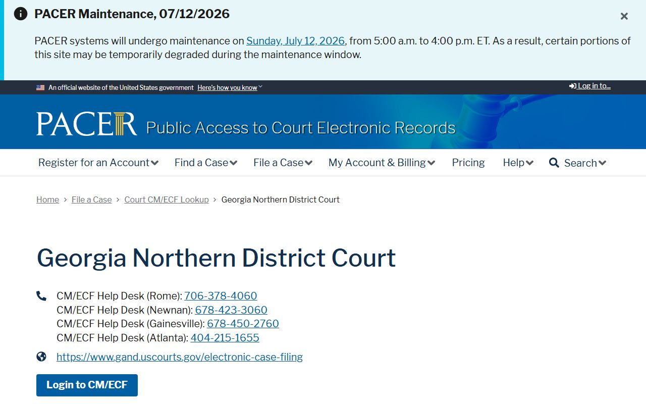 Walker County Clerk of Superior Court federal PACER lookup distinction