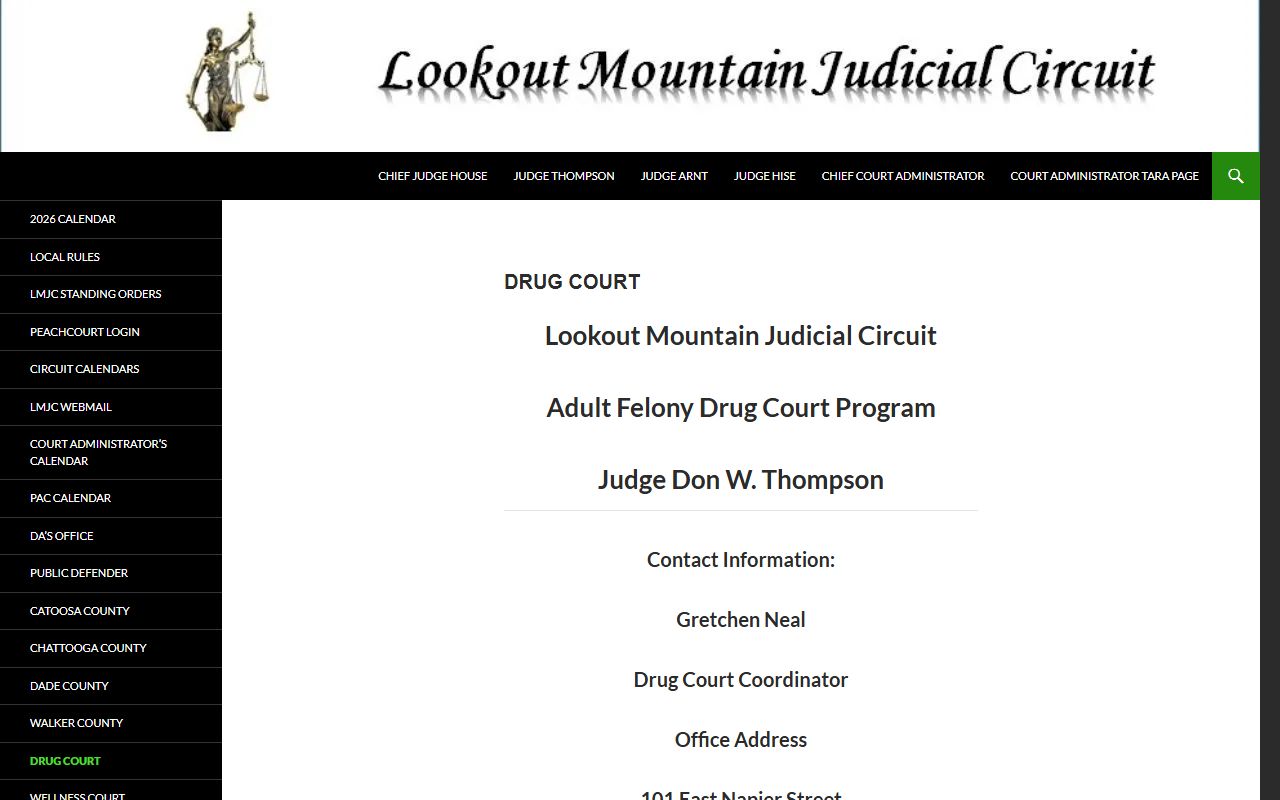 Walker County court dockets LMJC Adult Felony Drug Court page