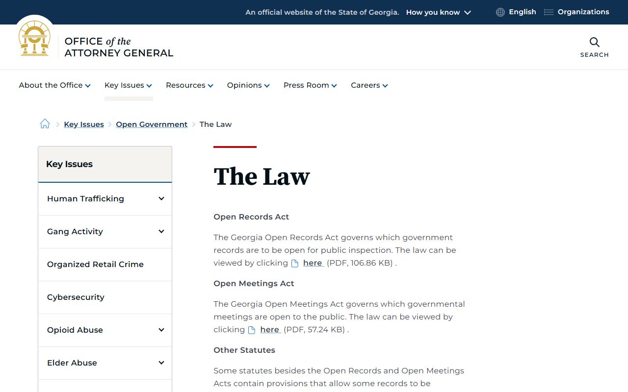 Walker County court records Georgia Attorney General open government law page