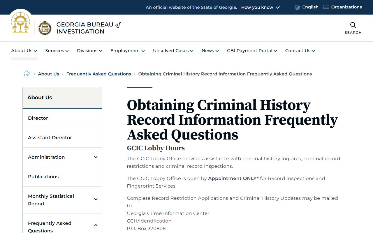 Walker County criminal court records GBI criminal history FAQ