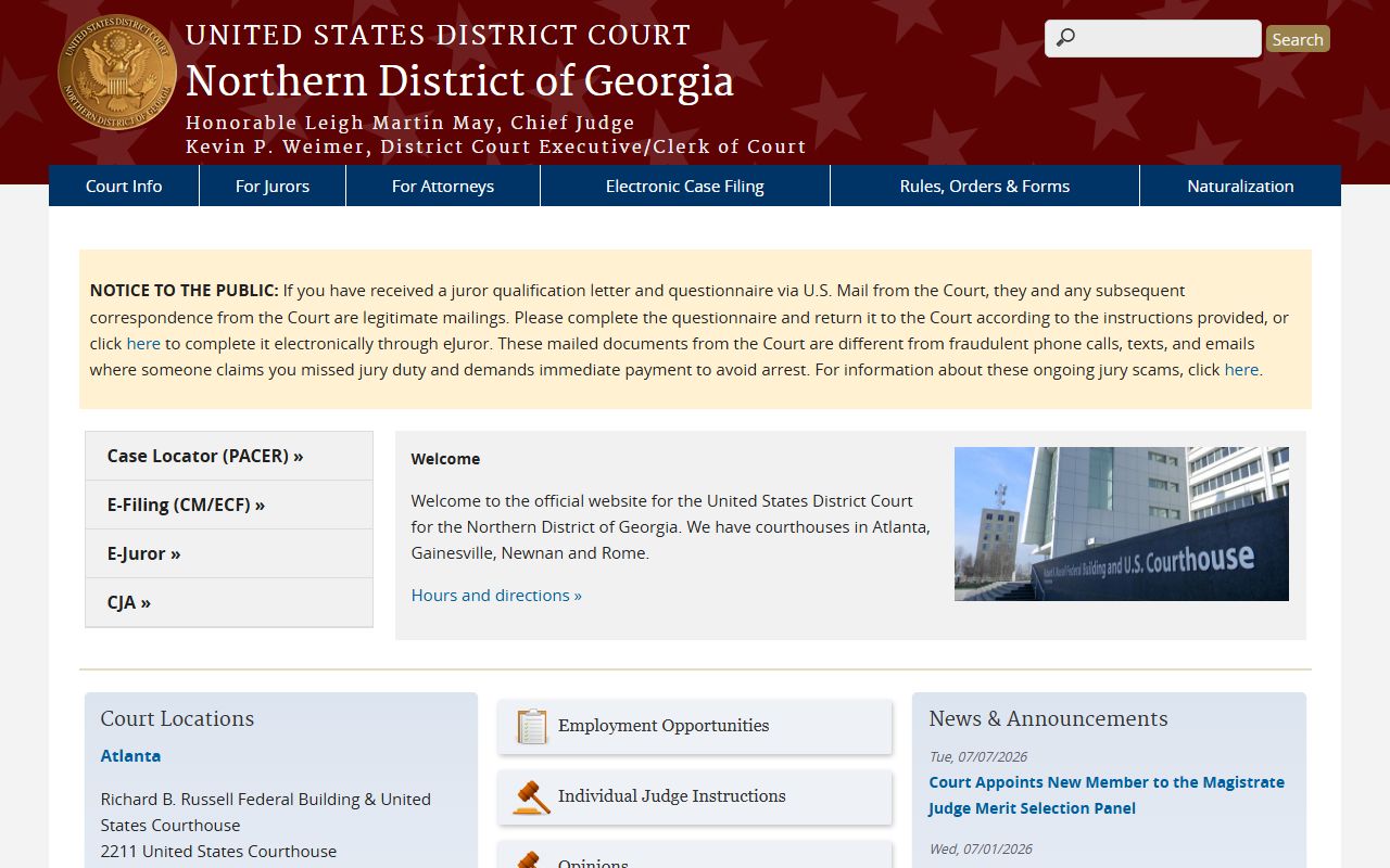 Walker County Superior Court federal Northern District distinction
