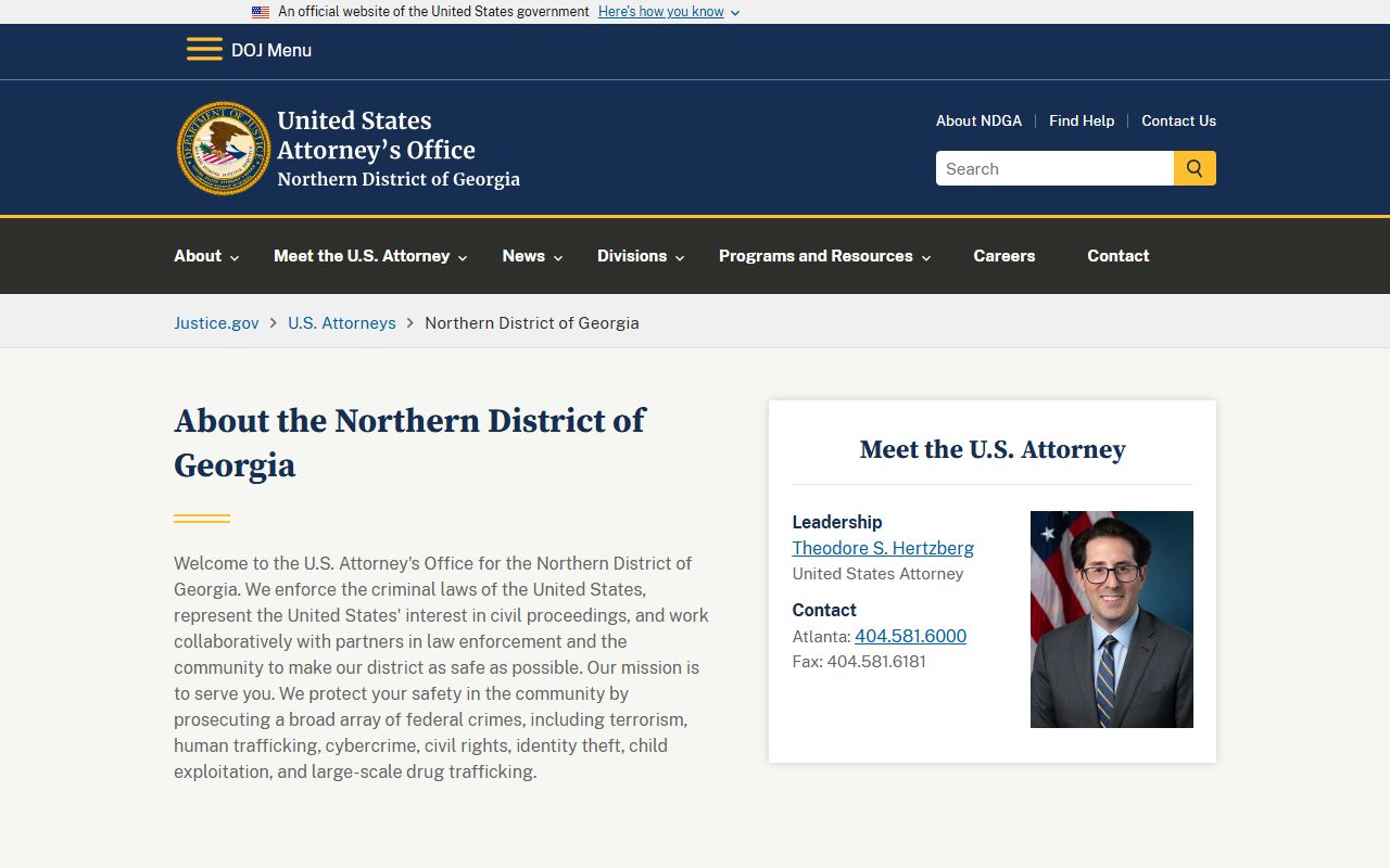 Walker County Superior Court federal prosecutor distinction