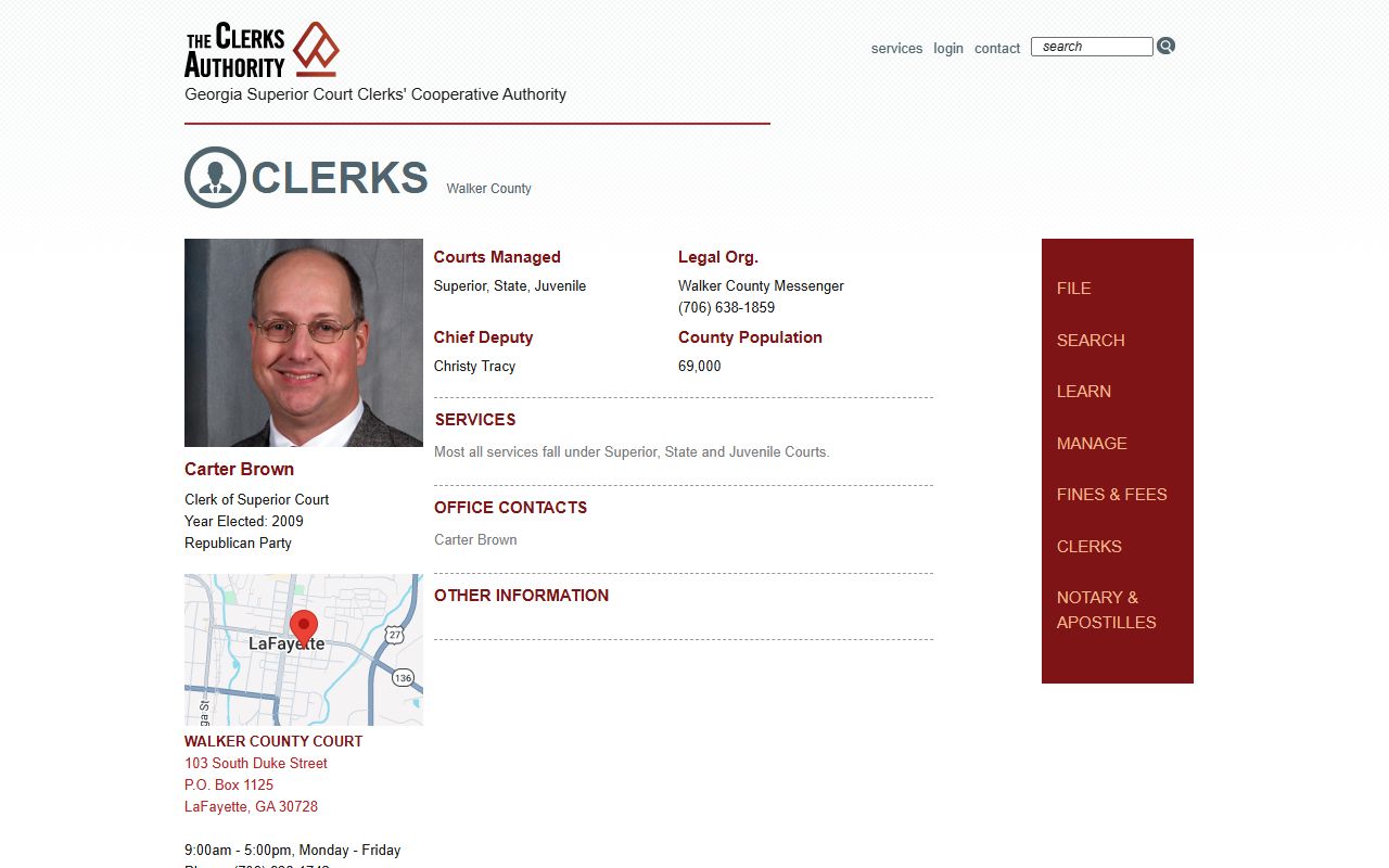 Walker County court records Clerk of Superior Court profile
