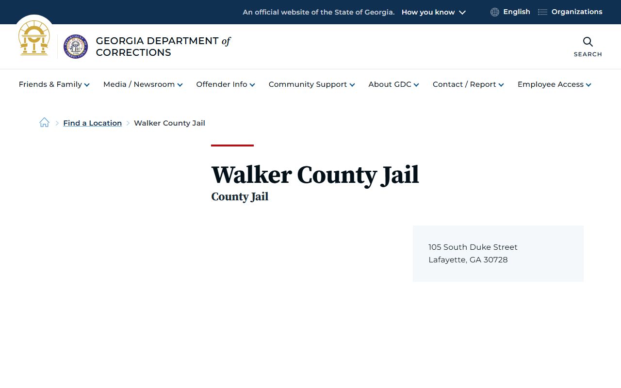 Walker County inmate records GDC Walker County Jail location page