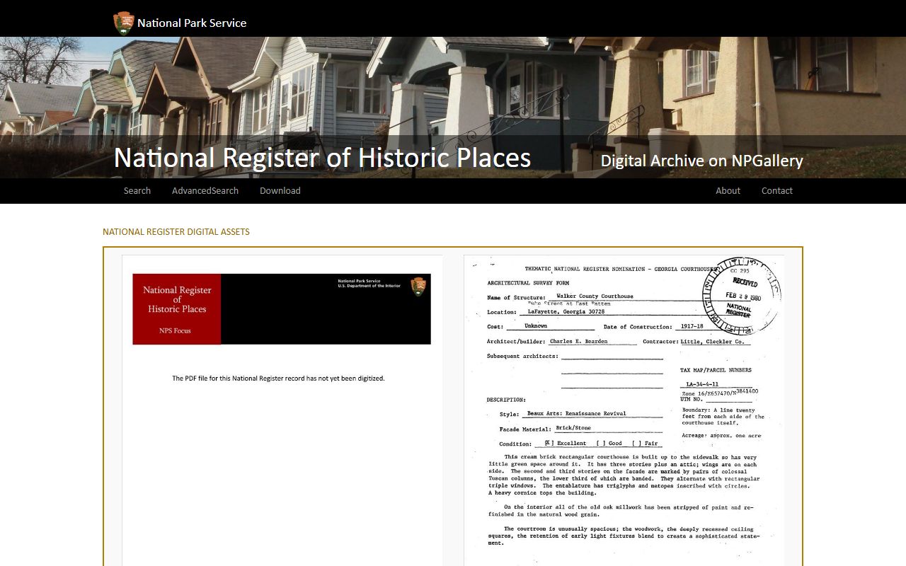 Walker County probate records National Park Service courthouse listing