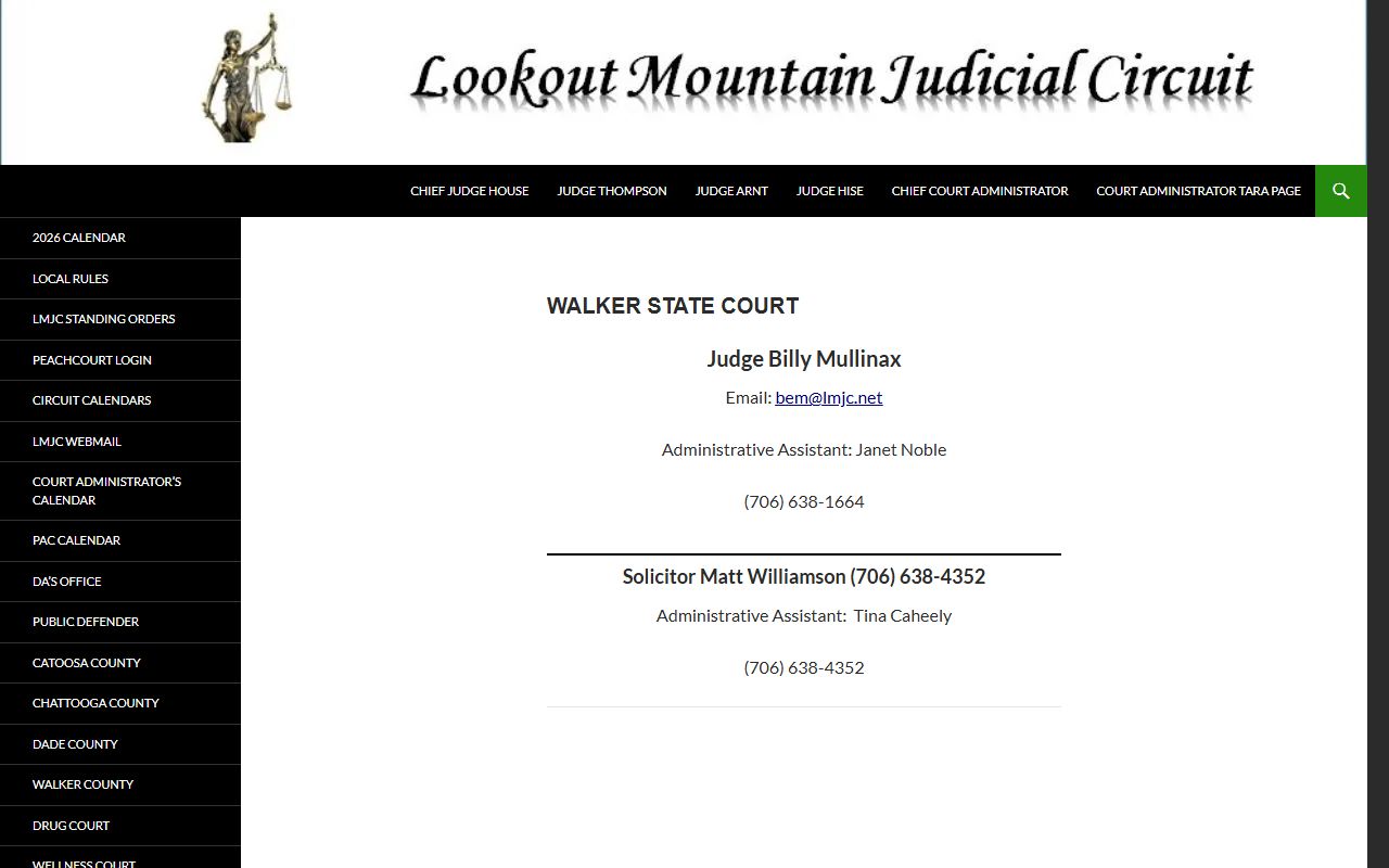 Walker County traffic court records Walker State Court judge and solicitor contact page